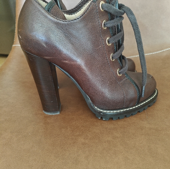 Dolce & Gabanna D&G brown leather lace up ankle boots sz 37 - Picture 6 of 10